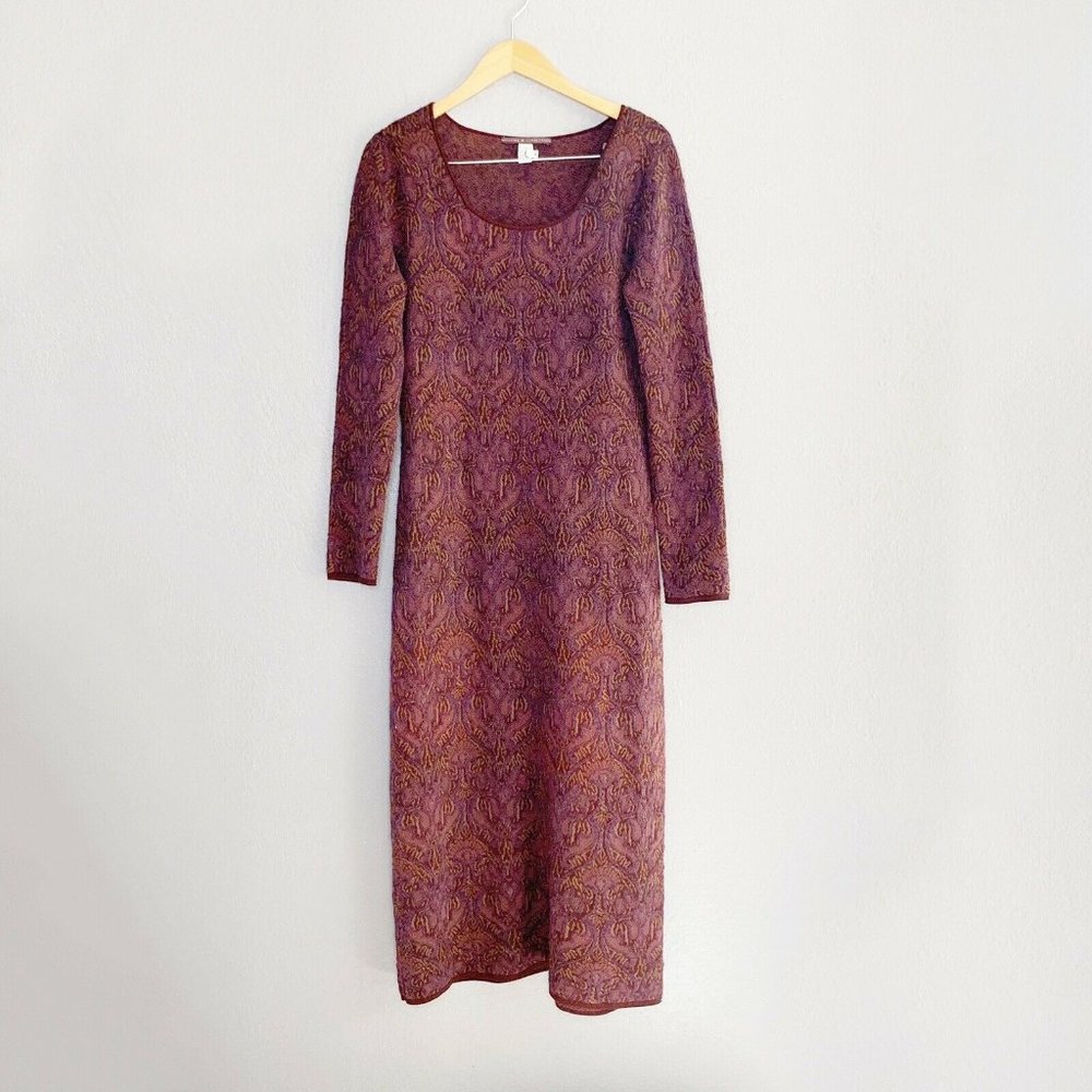 Brocade Maxi Sweater Dress Alpaca Wool Blend
